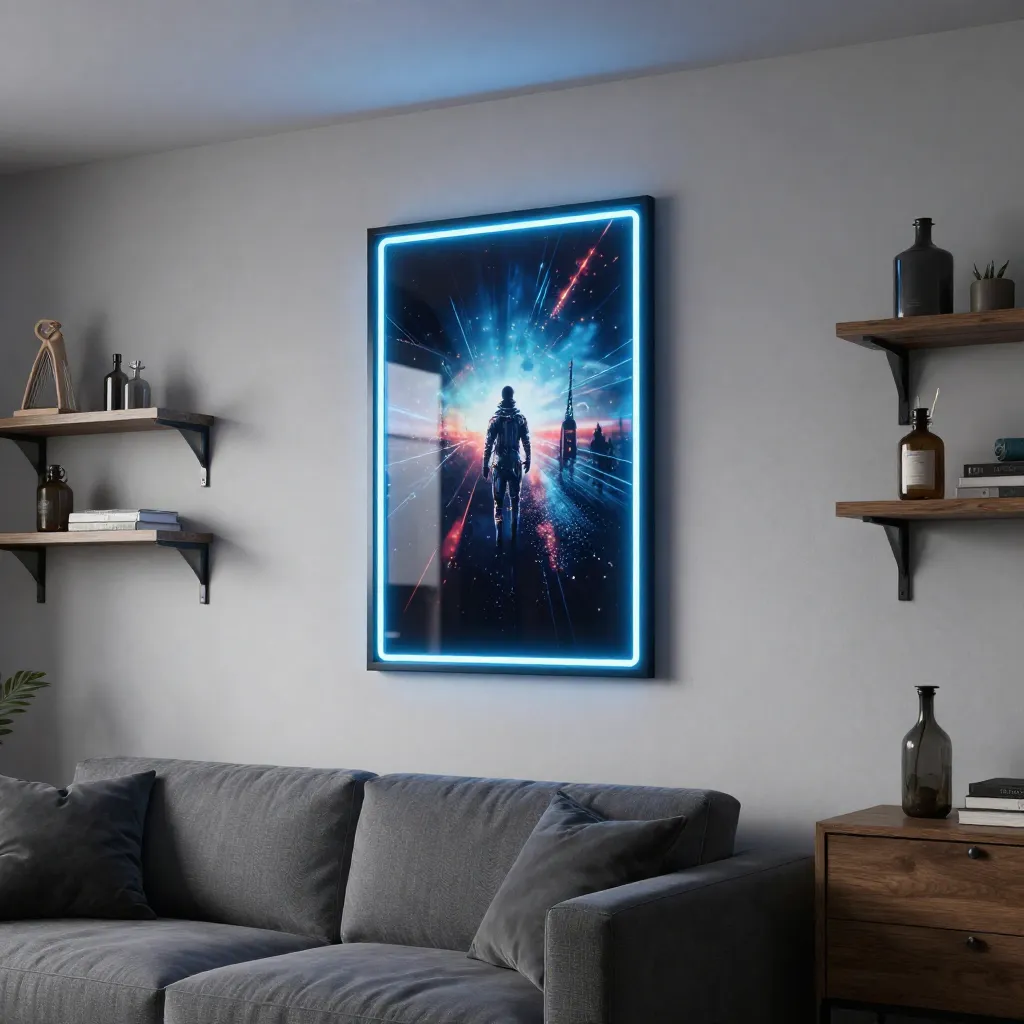 Basement game room styled with posters